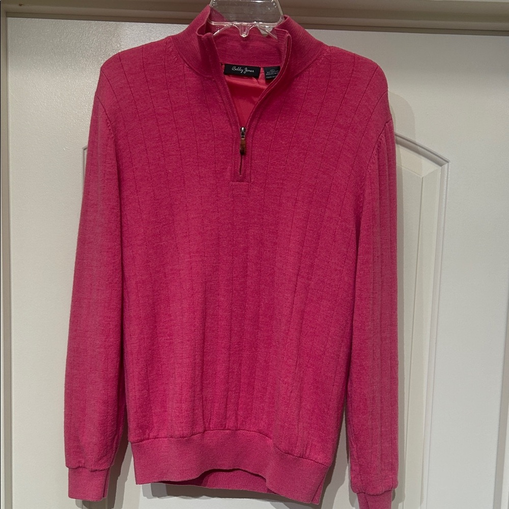 Bobby‎ Jones Men’s Hot Pink Zip Mock-Neck Sweater